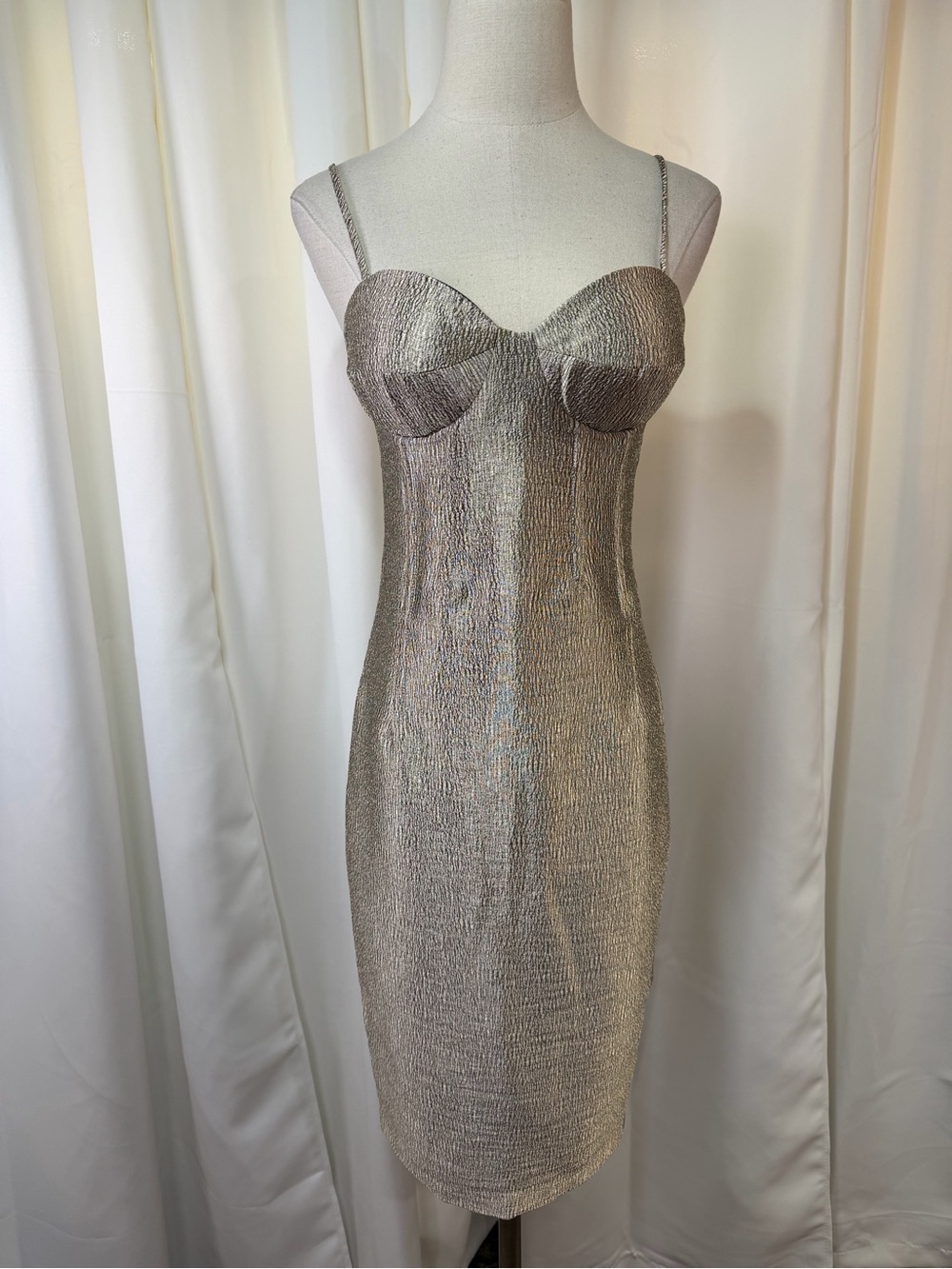 NWT Bardot ‘Golden’ Bodycon Textured Corset Bodice Midi Dress Size 4